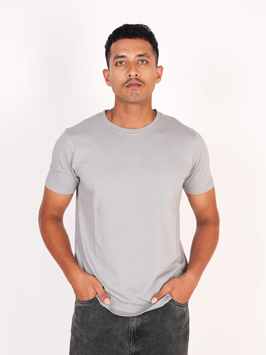 Monkstory Bamboo Cotton Crew Tee - Pastel Grey - Image 2