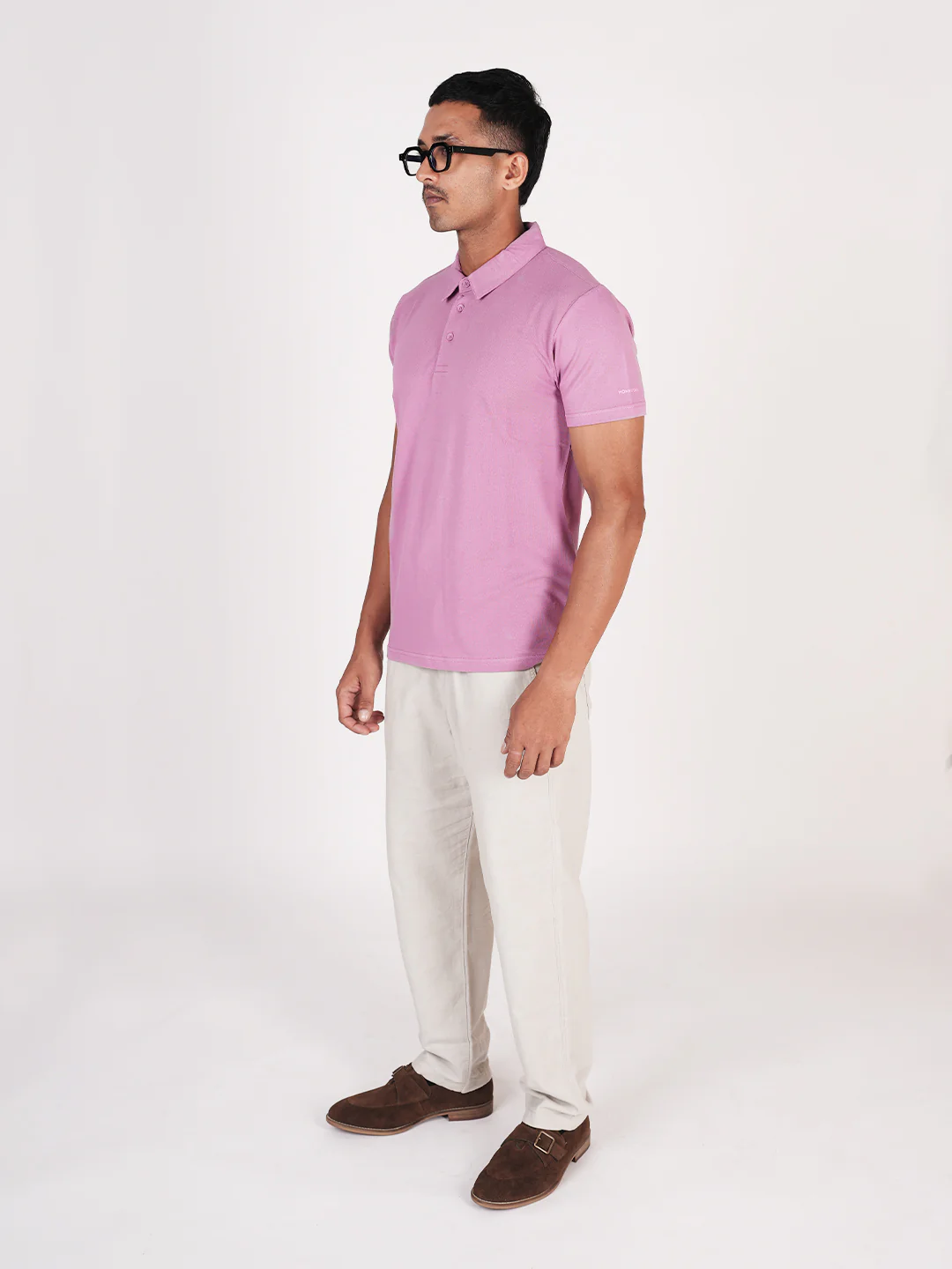 Monkstory Bamboo Cotton Polo Tee - Pastel Pink - Image 2