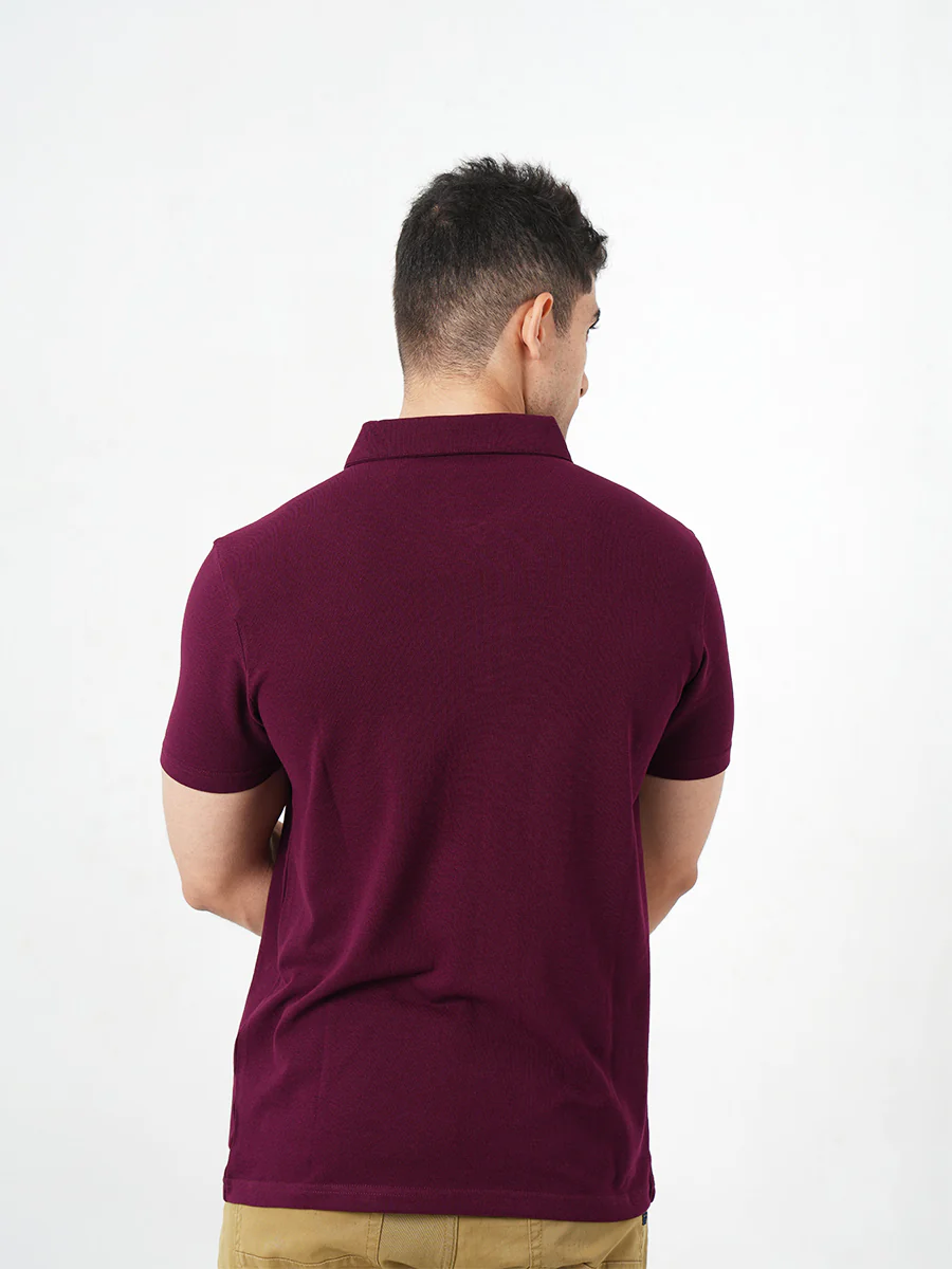 Monkstory Bamboo Cotton Zip-Polo Tee - Mauve Wine - Image 4