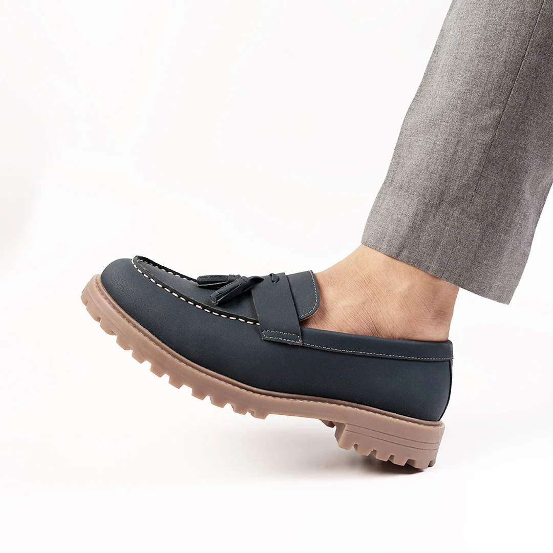Monkstory Cosmopolitan Bold Tassel Loafers  - Blue - Image 2