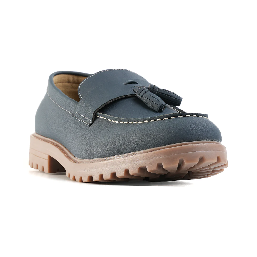 Monkstory Cosmopolitan Bold Tassel Loafers  - Blue - Image 4