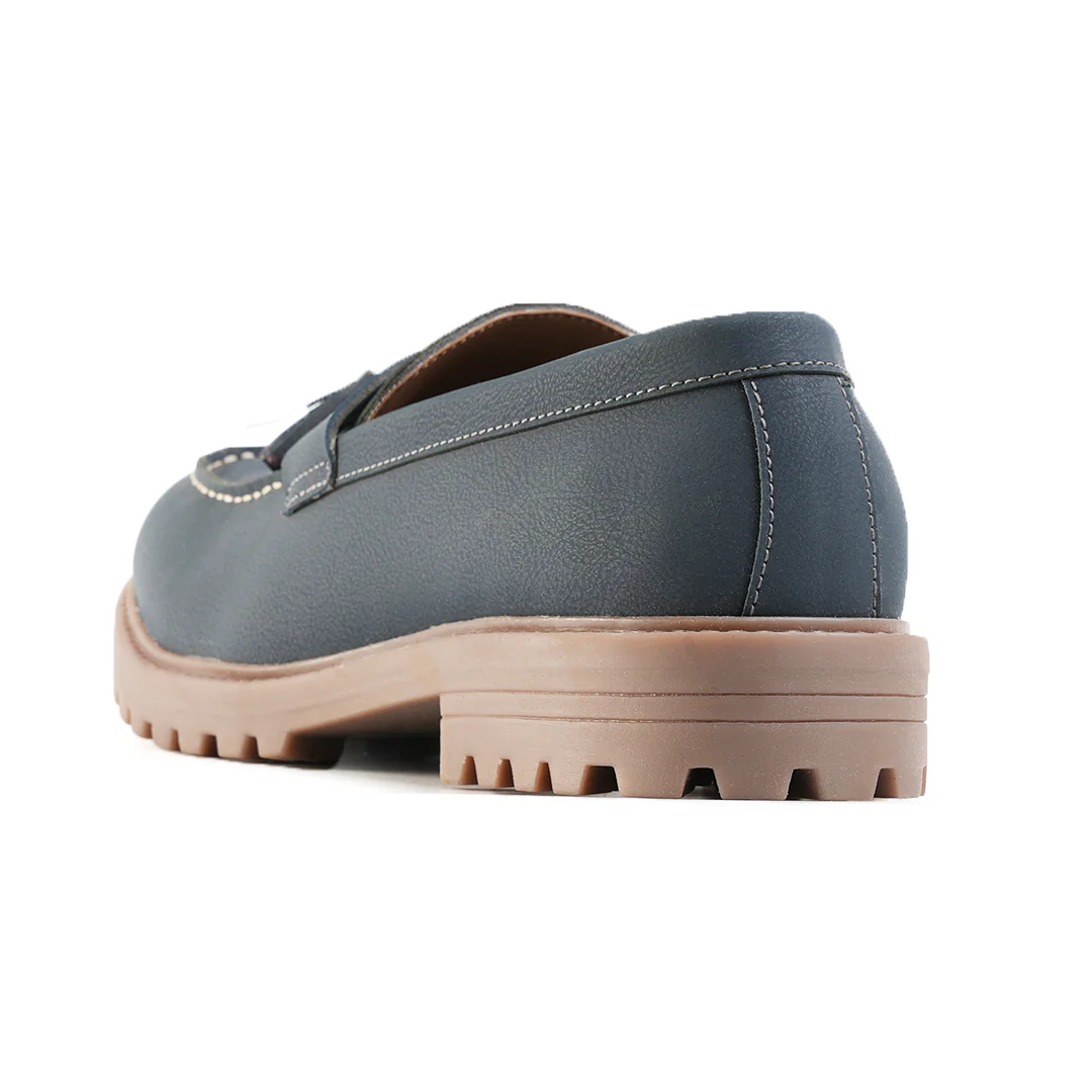 Monkstory Cosmopolitan Bold Tassel Loafers  - Blue - Image 5