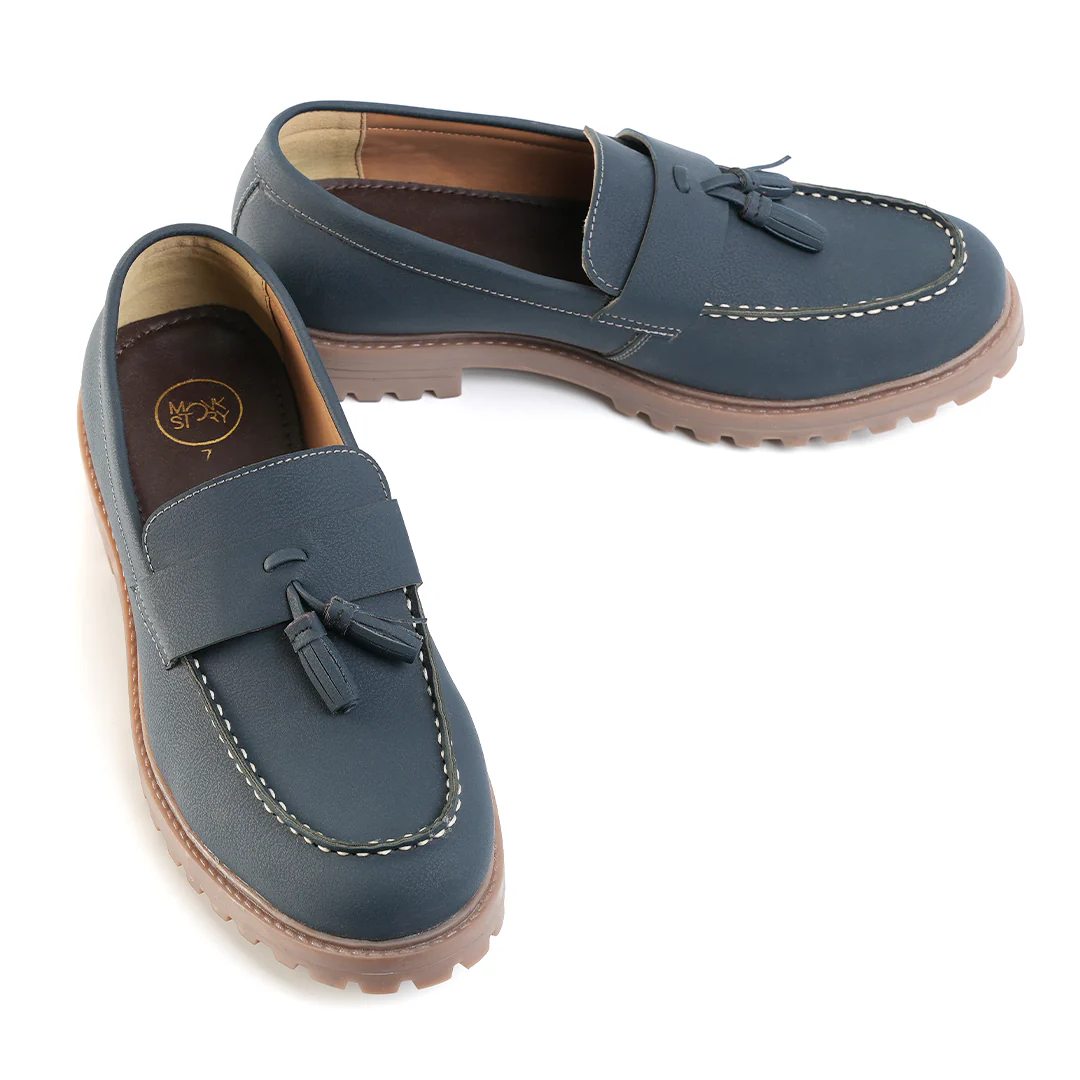 Monkstory Cosmopolitan Bold Tassel Loafers  - Blue - Image 8
