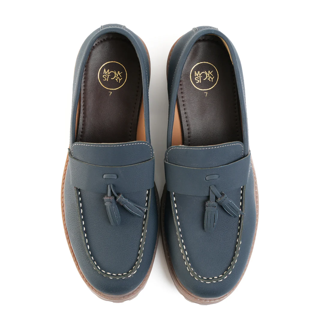 Monkstory Cosmopolitan Bold Tassel Loafers  - Blue - Image 9