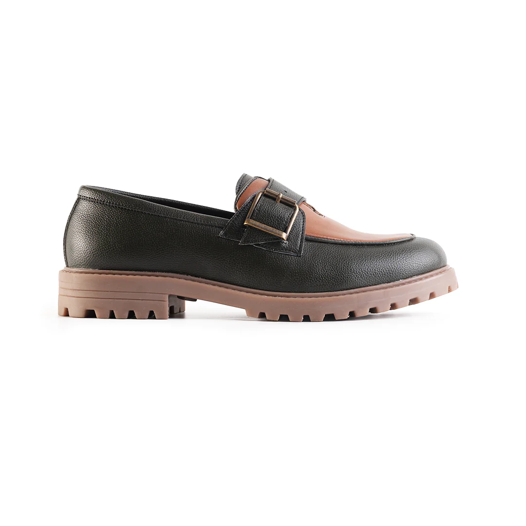 Monkstory Cosmopolitan Buckled Loafers - Olive/Tan - Image 3