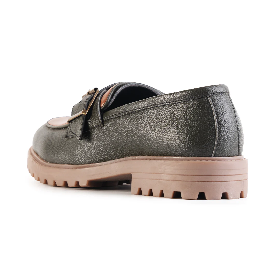 Monkstory Cosmopolitan Buckled Loafers - Olive/Tan - Image 8