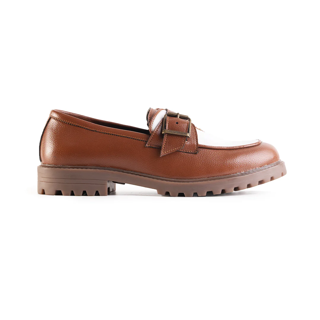 Monkstory Cosmopolitan Buckled Loafers  - Tan/White - Image 9