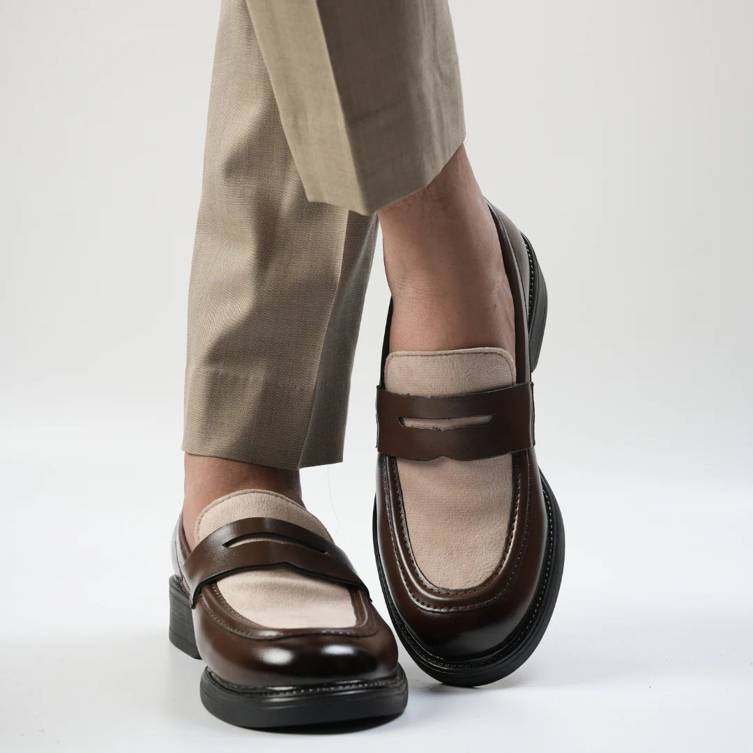 Monkstory Cosmopolitan Contrast Penny Loafers  - Brown/Beige - Image 10