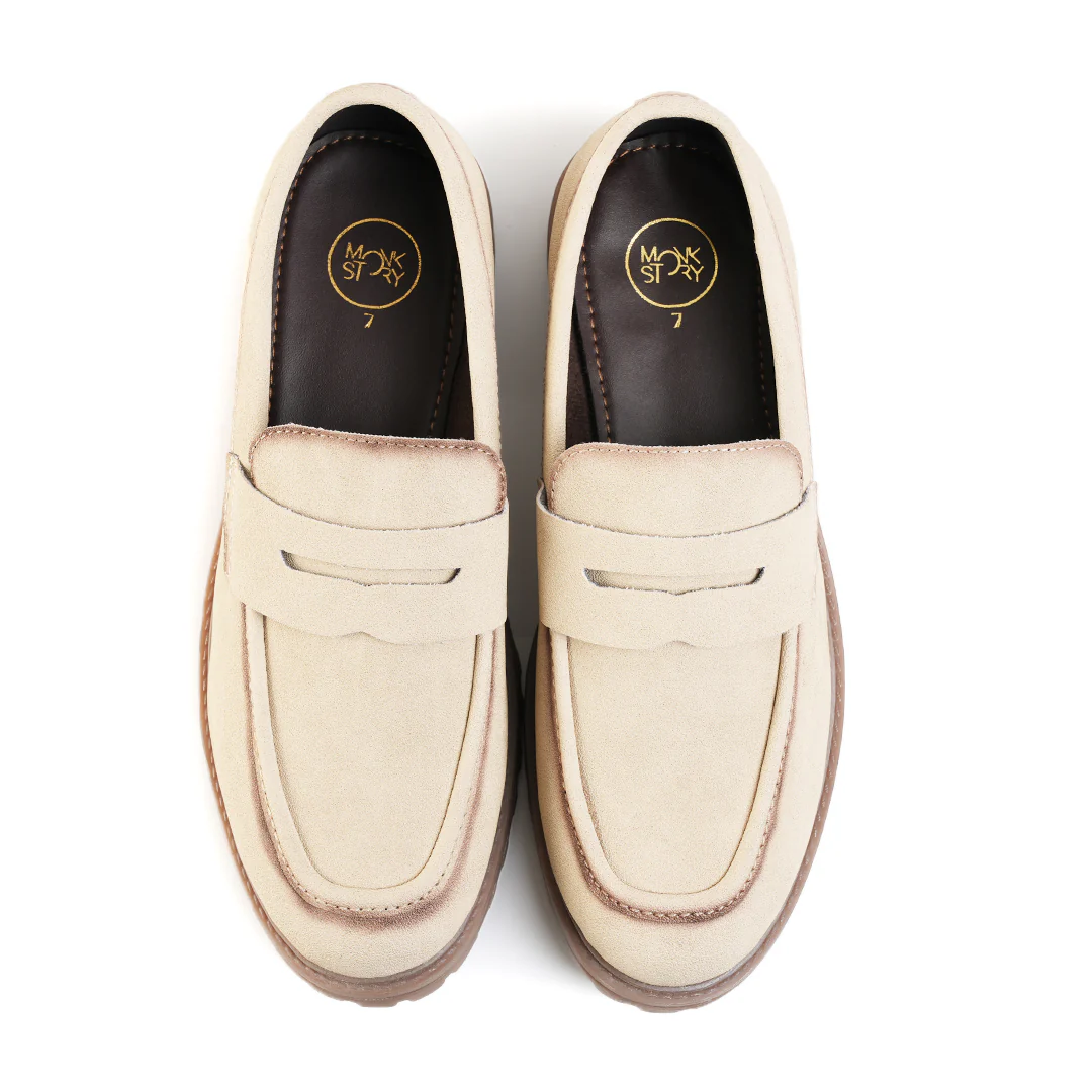 Monkstory Cosmopolitan Dune Penny Loafers  - Beige - Image 8