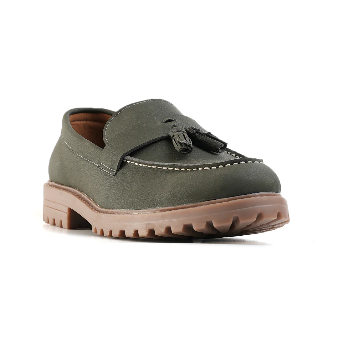 Monkstory Cosmopolitan Urban Tassel Loafers  - Olive - Image 3