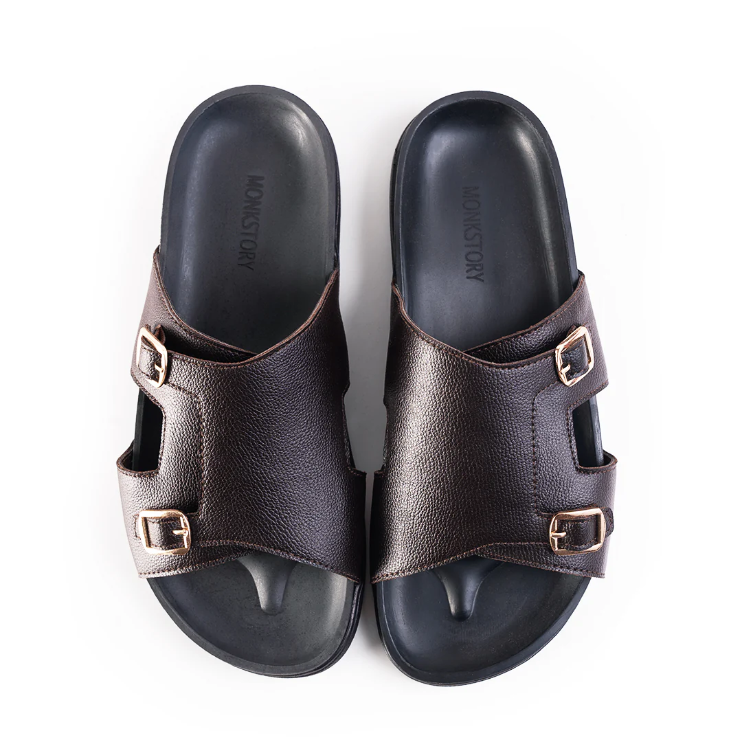 Monkstory Double Monk Footbed Sandals - Brown - Image 2