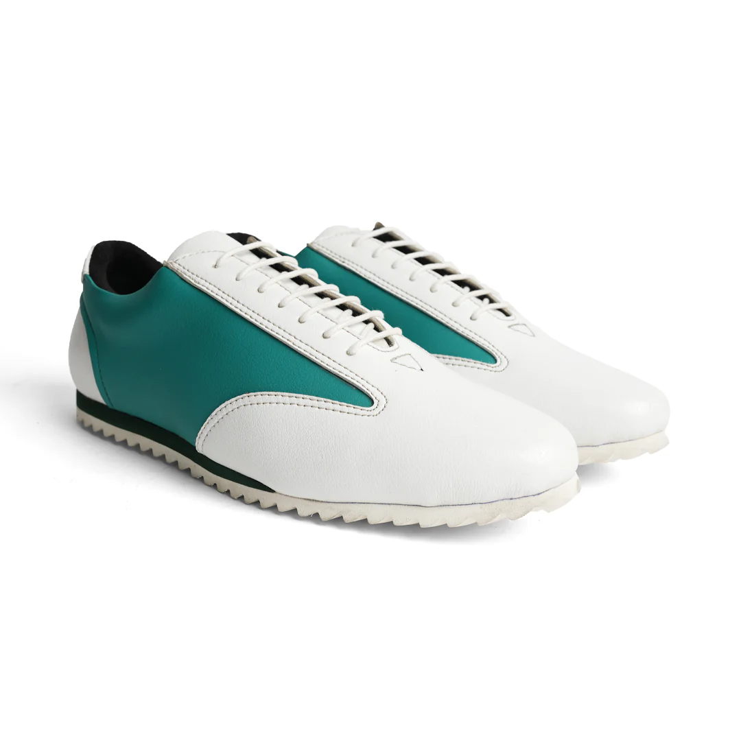 Monkstory Dual Colour Smart  Sneakers - Teal Green & White - Image 3