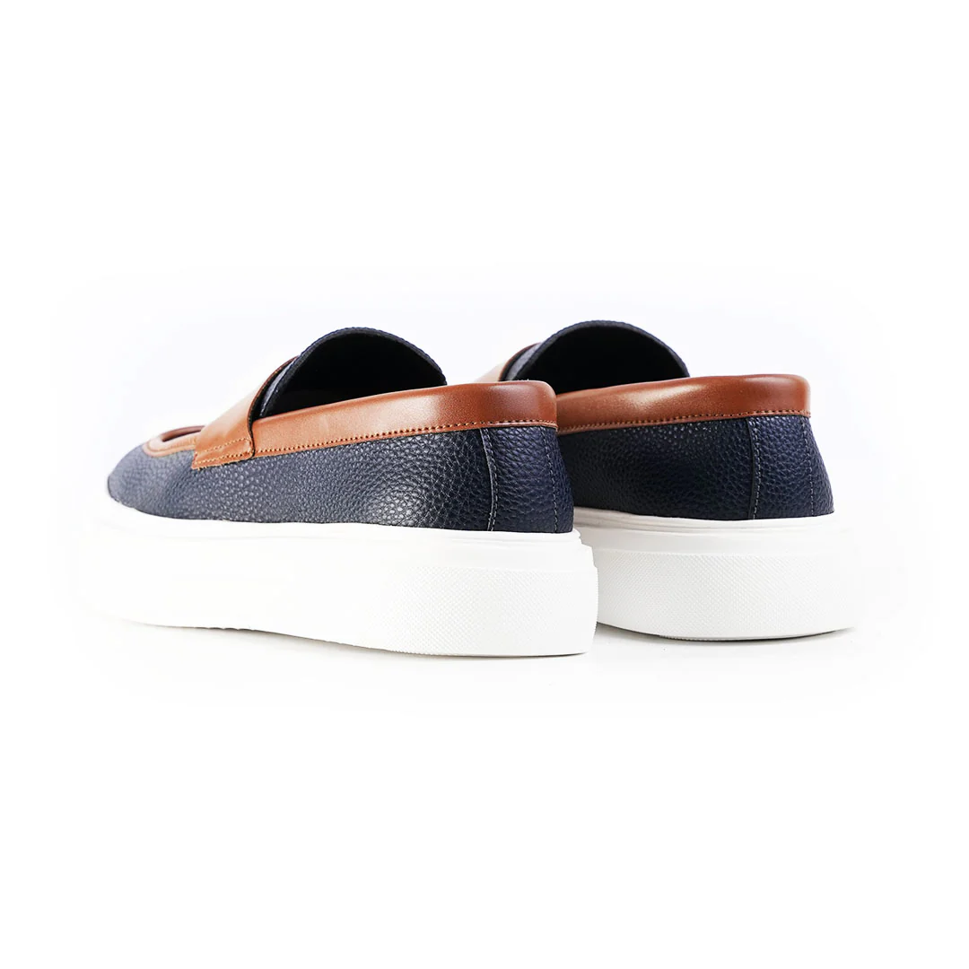 Monkstory Dual Tone Chunky Luxe Slip-On Sneakers - Midnight Blue/Tan - Image 8