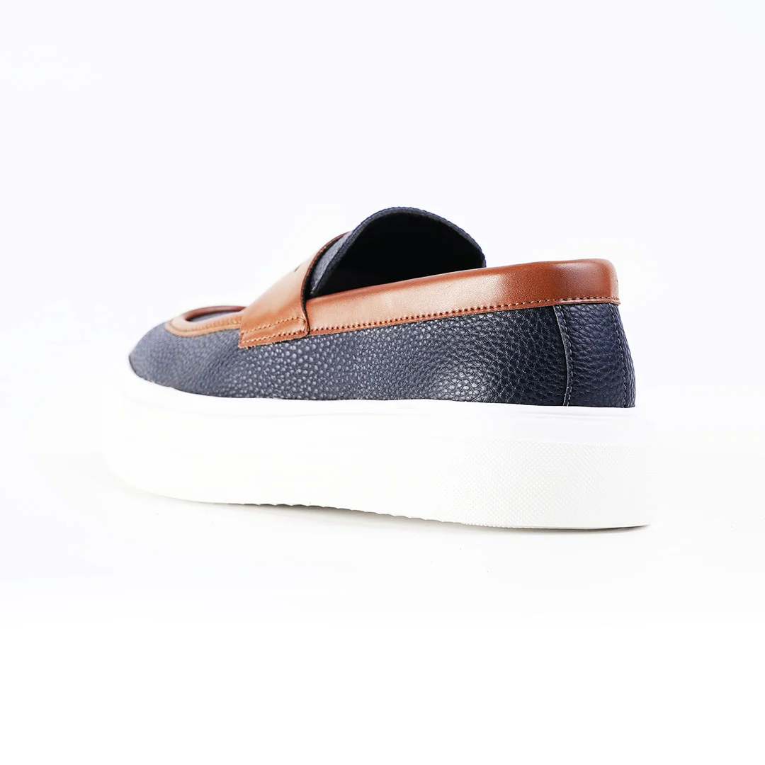 Monkstory Dual Tone Chunky Luxe Slip-On Sneakers - Midnight Blue/Tan - Image 9