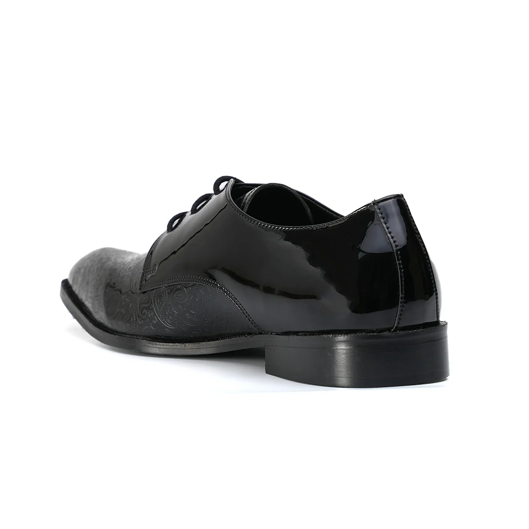 Monkstory Embossed Pattern Pointed Lace-ups - Black - Image 8