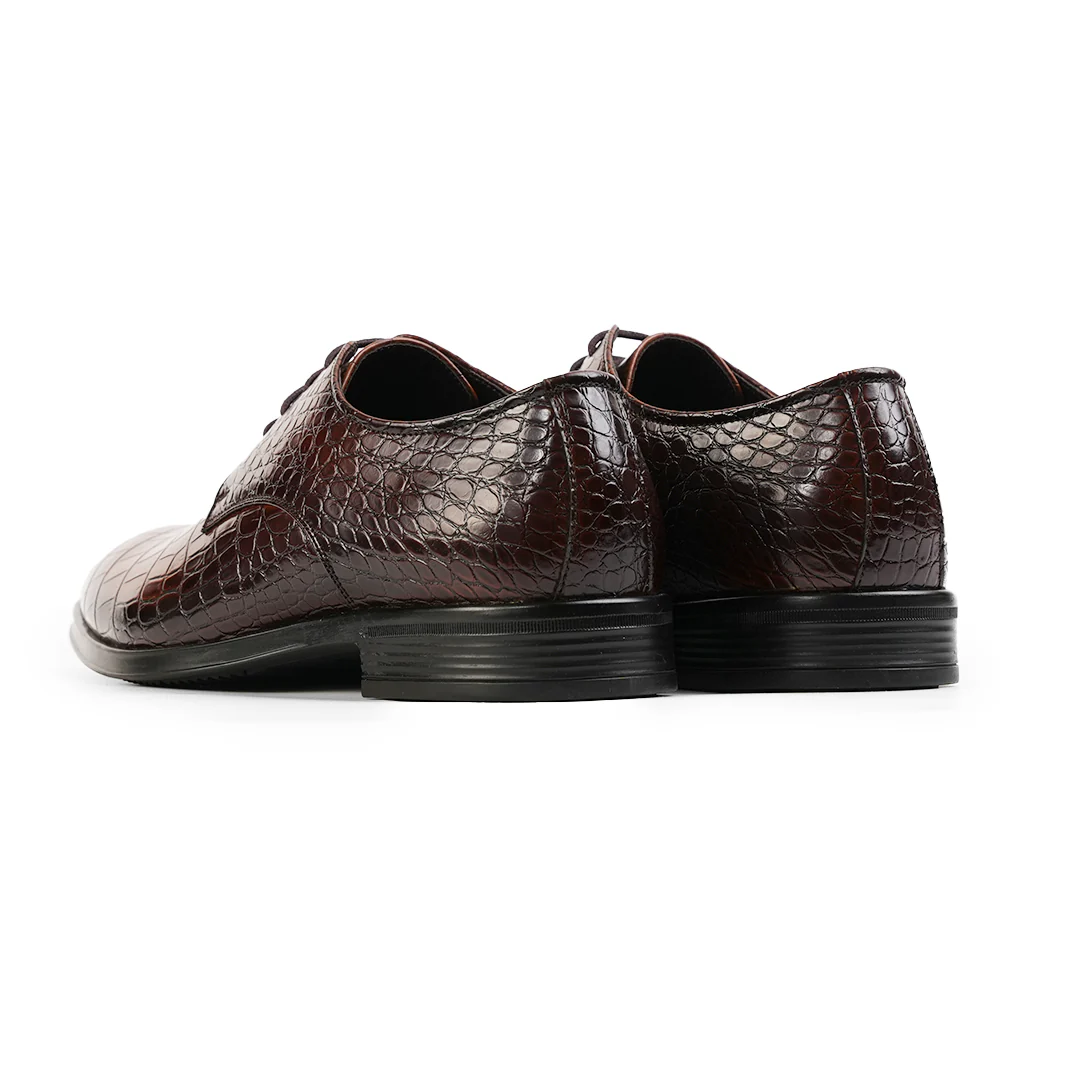 Monkstory Glossy Croc-Effect Lace-Up Oxfords - Burnish Brown - Image 10