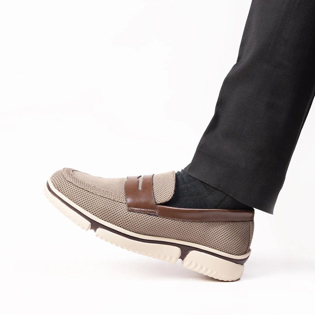 Monkstory Gravity Lift Supreme Comfort Mesh Slip-On Sneakers - Taupe Beige & Brown - Image 3