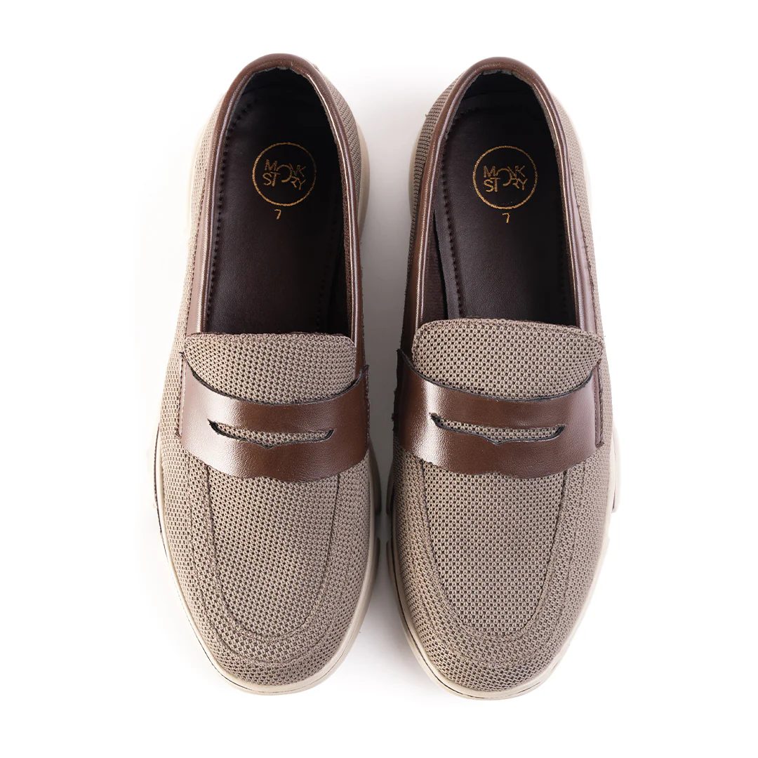 Monkstory Gravity Lift Supreme Comfort Mesh Slip-On Sneakers - Taupe Beige & Brown - Image 7