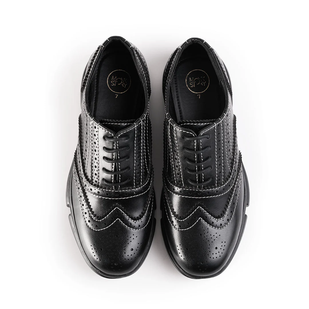 Monkstory Gravity Lift Ultra-Comfort Brogue Sneakers - Black - Image 6