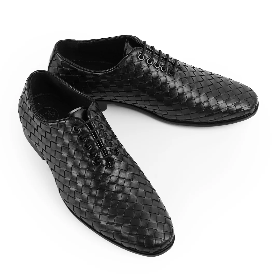 Monkstory Hand Woven Lace-Up Derbies - Black - Image 6
