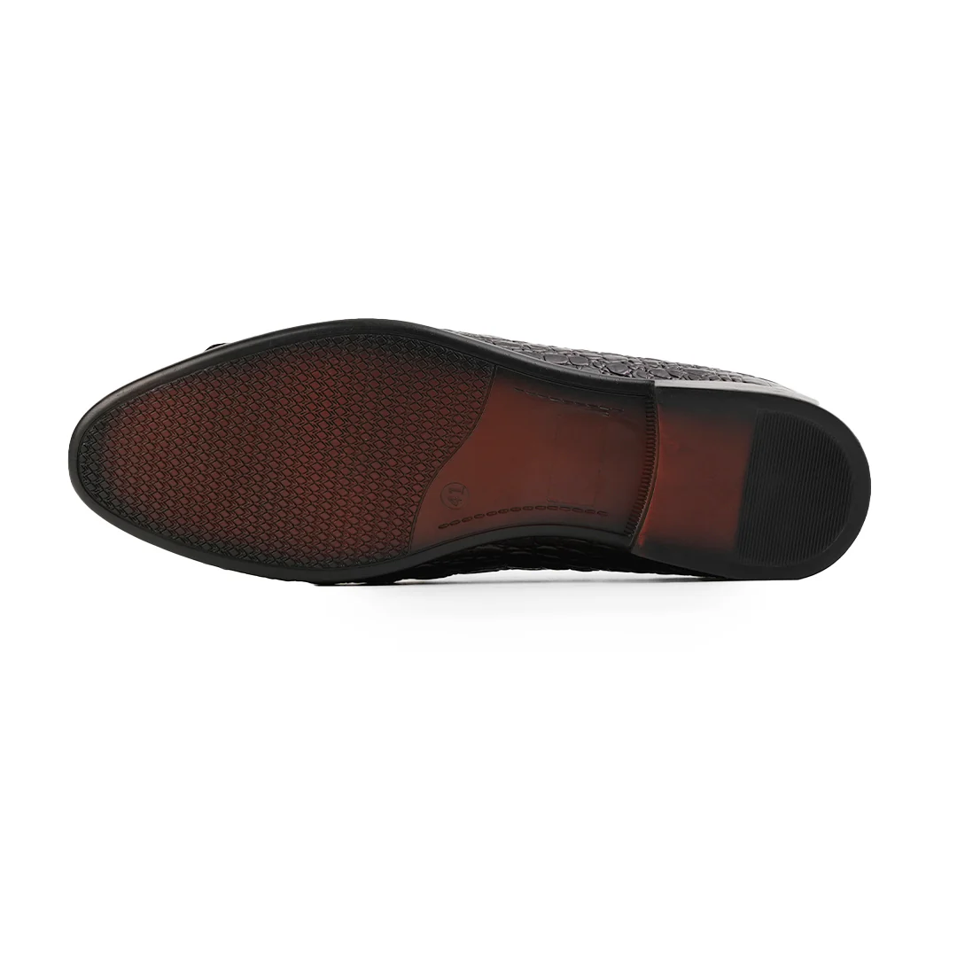 Monkstory Horsebit Exotic Scale Textured Slip-Ons – Burgundy - Image 12