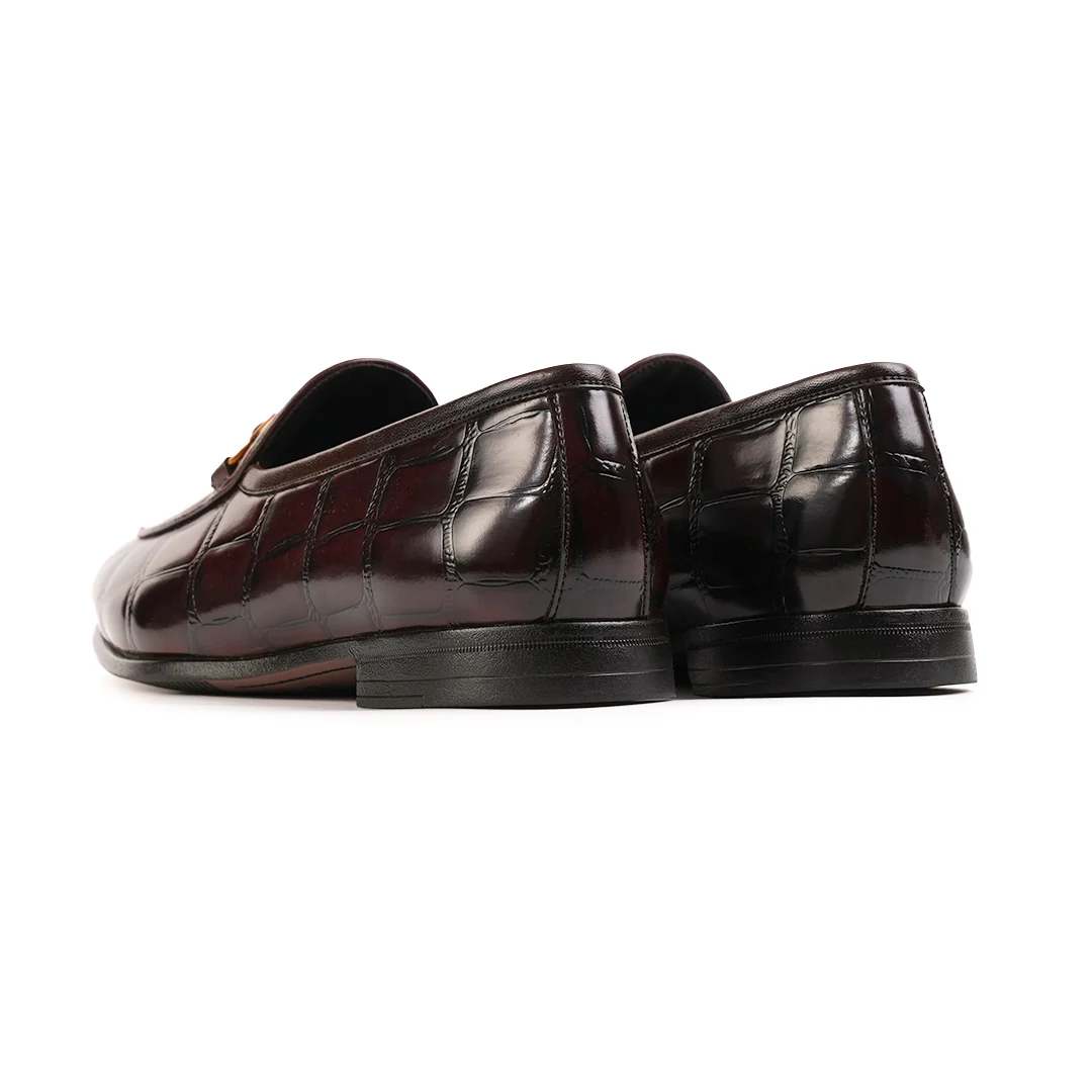 Monkstory Horsebit Smart Croc-Effect Slip-Ons – Burgundy - Image 11