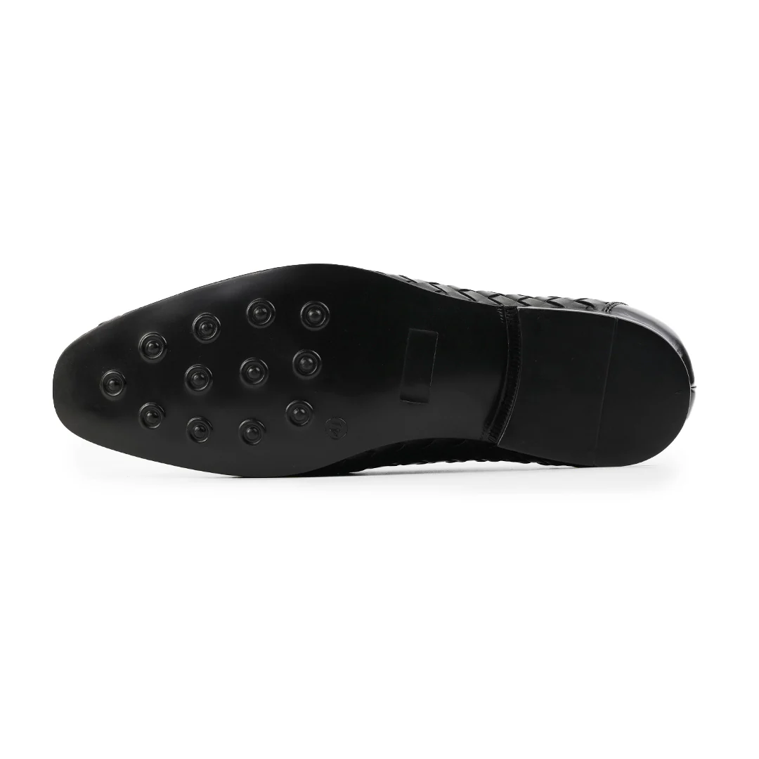 Monkstory Horsebit Smart Hand Woven Slip-Ons – Black - Image 12