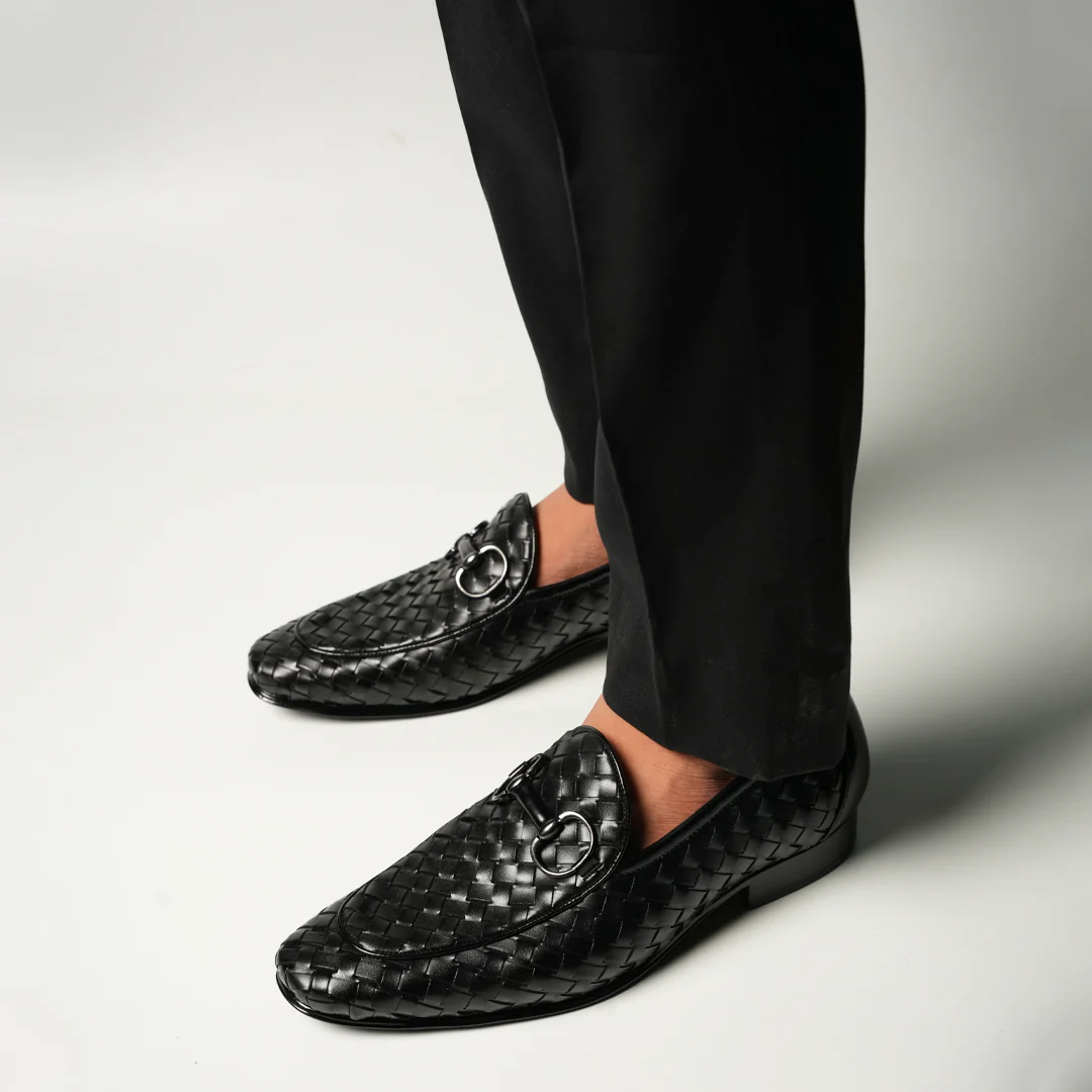 Monkstory Horsebit Smart Hand Woven Slip-Ons – Black - Image 2