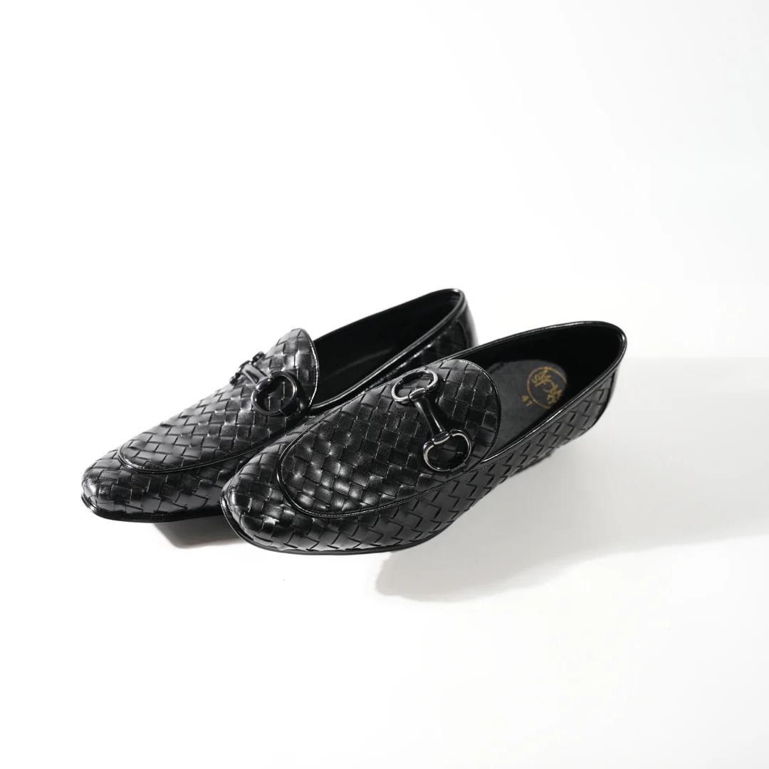 Monkstory Horsebit Smart Hand Woven Slip-Ons – Black - Image 4