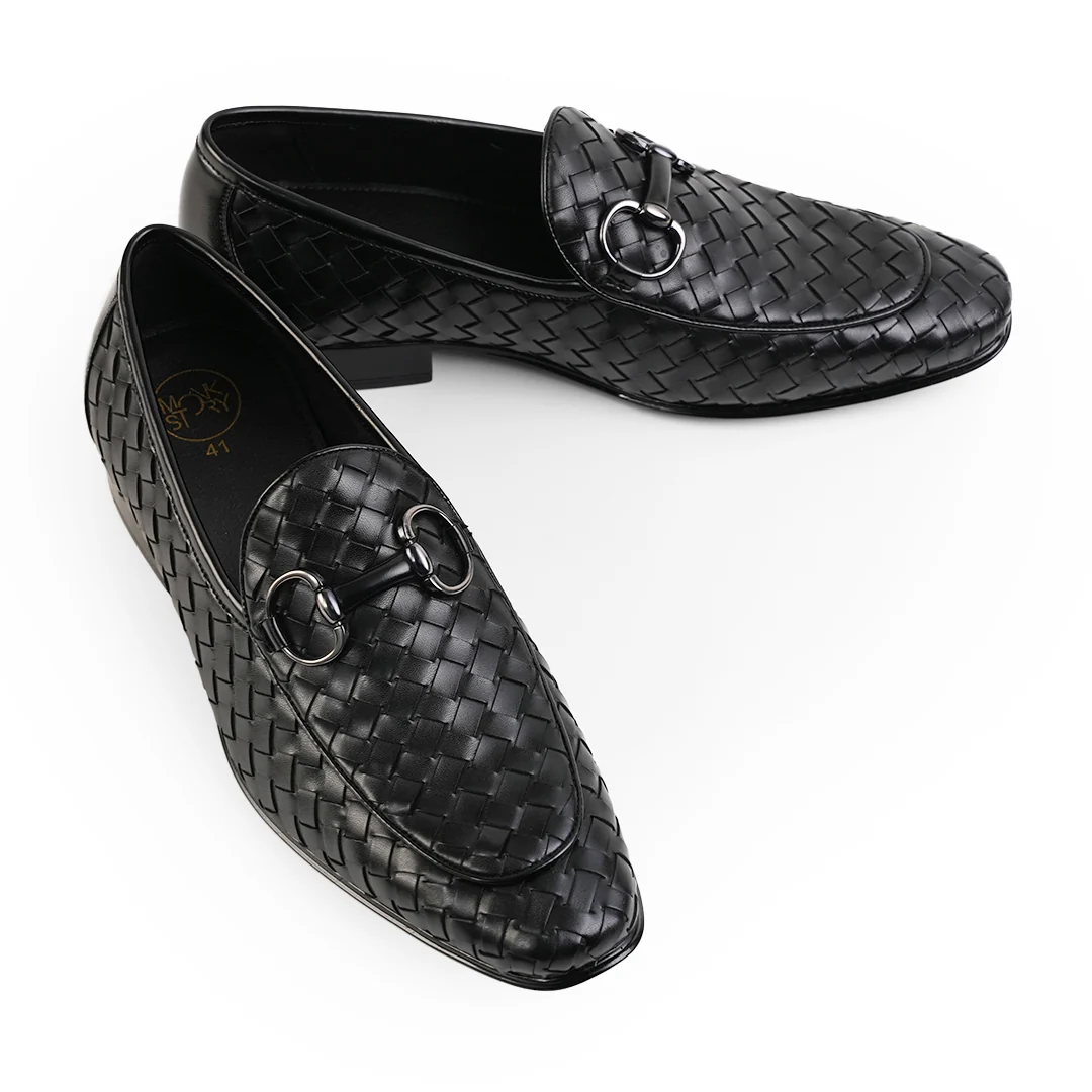 Monkstory Horsebit Smart Hand Woven Slip-Ons – Black - Image 5