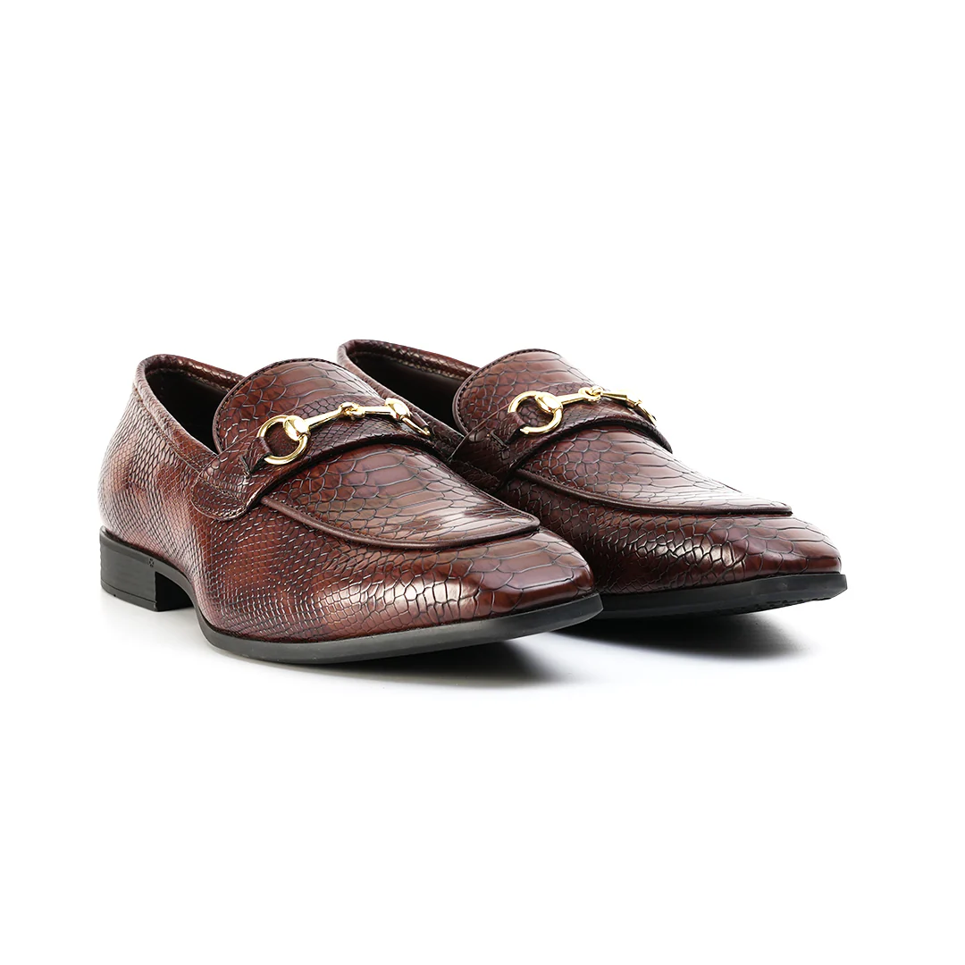 Monkstory Horsebit Snake-Effect Slip-Ons - Brown - Image 5