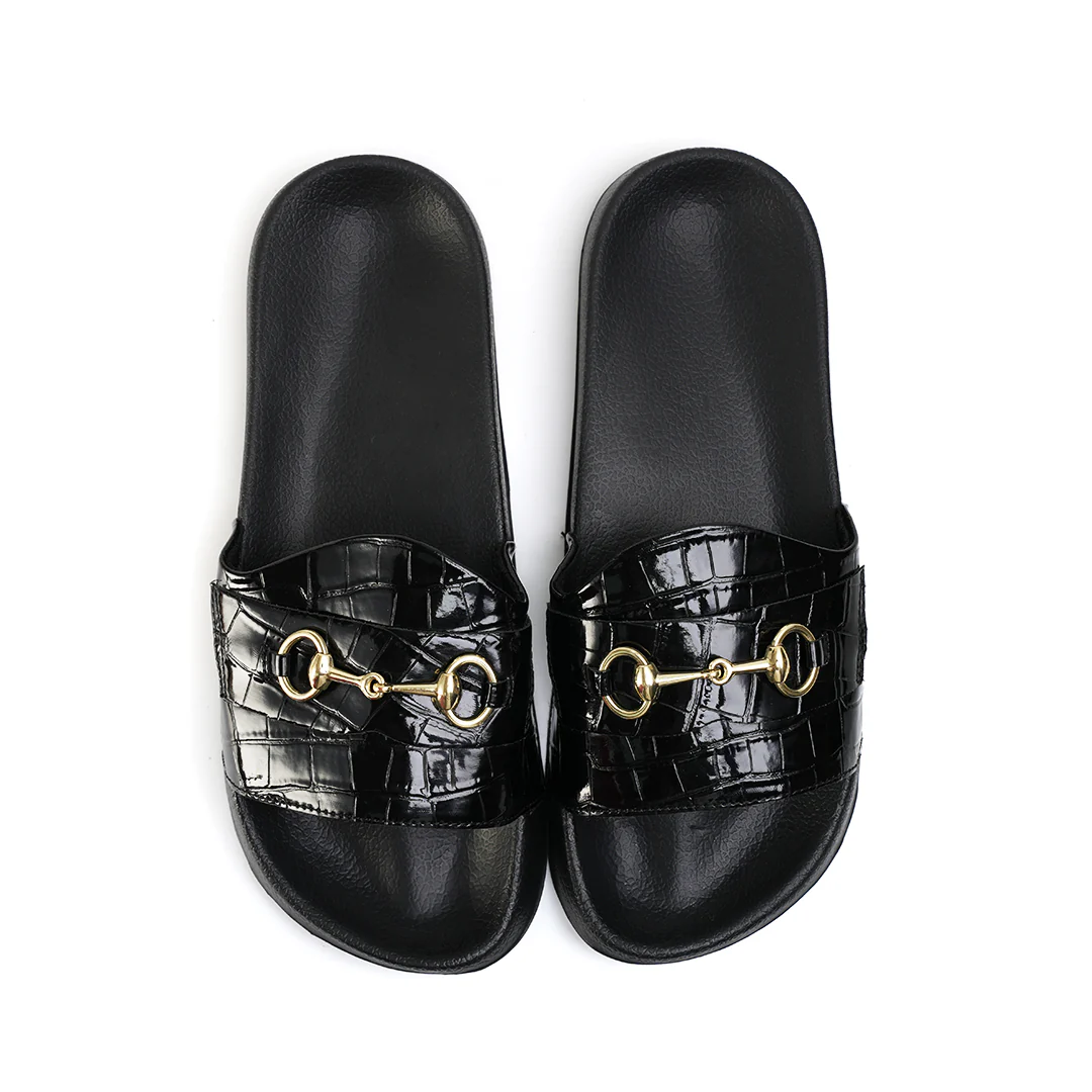 Monkstory Old Money Horsebit Sliders - Black - Image 9