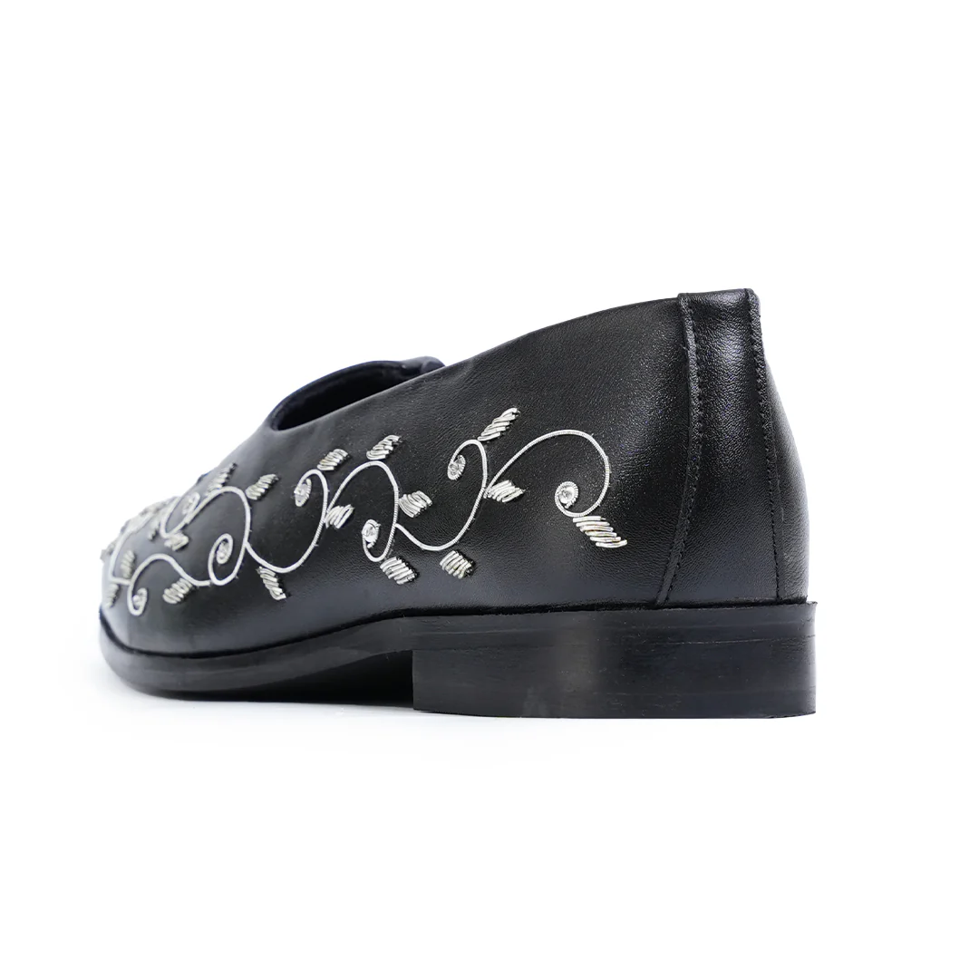 Monkstory Regal Floral Zardosi Mojari β Black - Image 7
