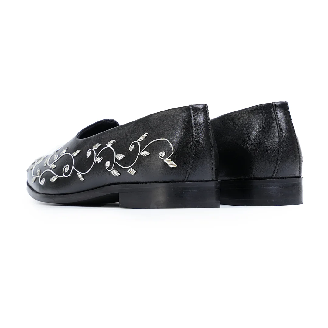 Monkstory Regal Floral Zardosi Mojari β Black - Image 9