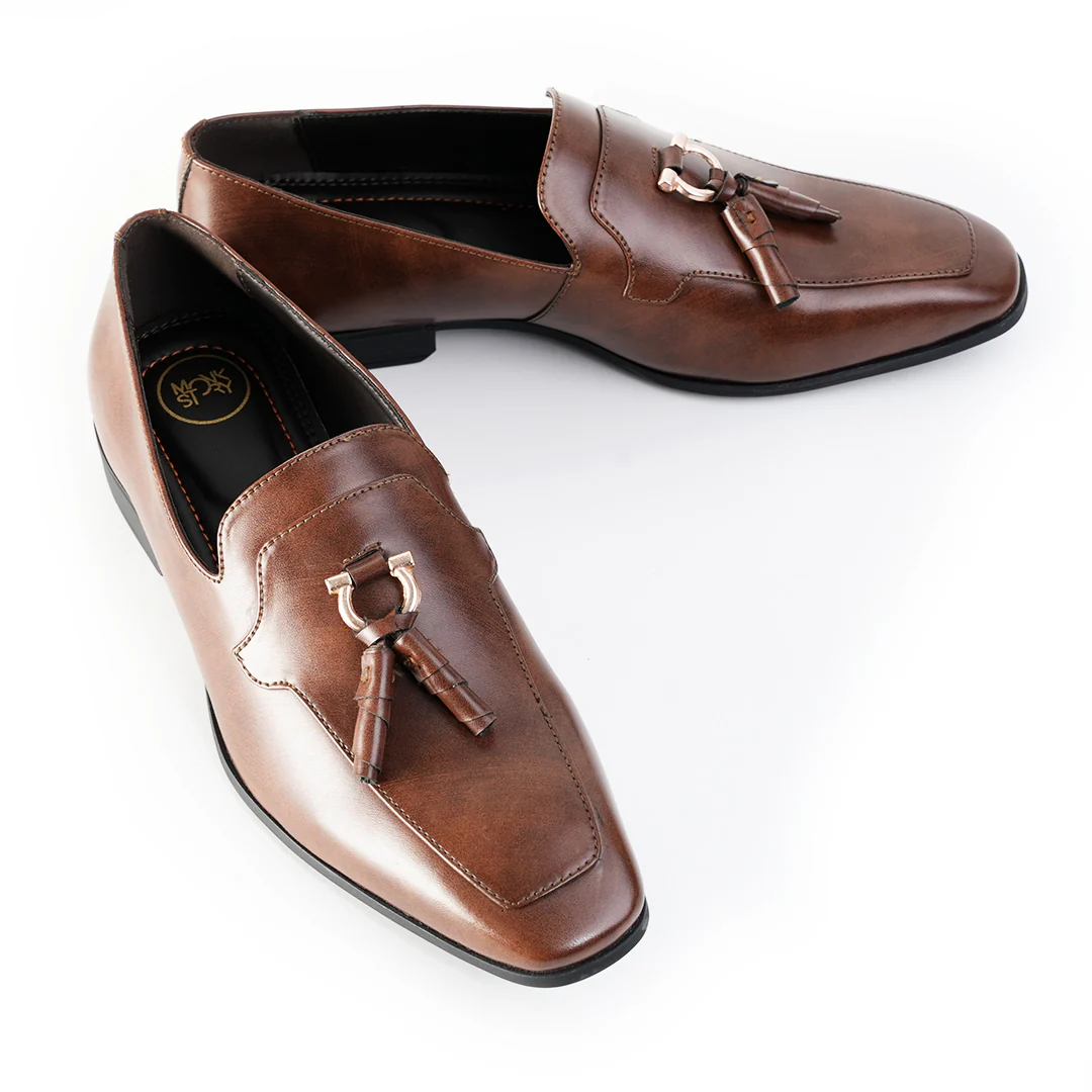 Monkstory Tassel Loafers with Rose-Gold Bit β Brown - Image 3