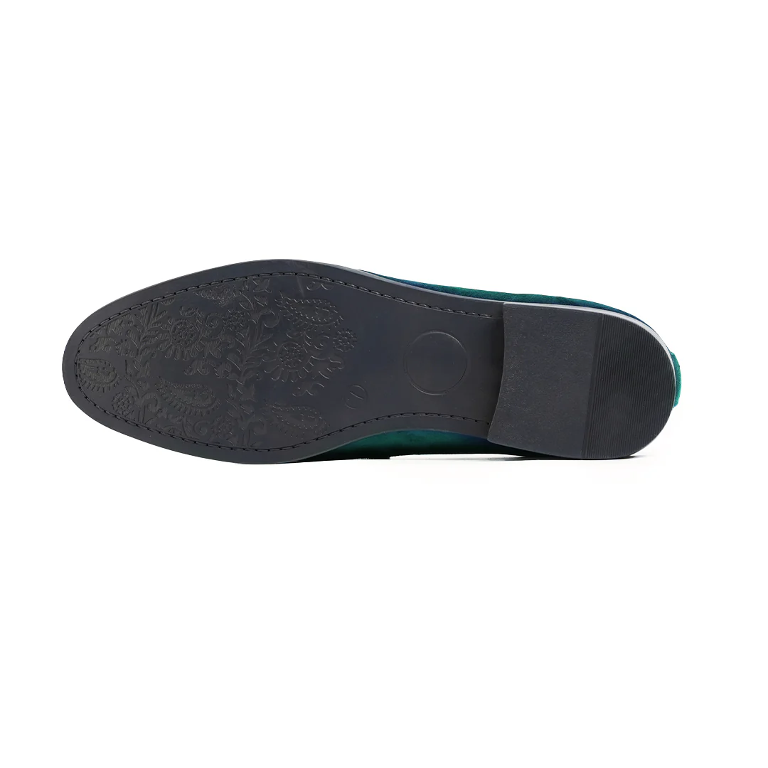 Monkstory Velvet Crystal Bit Loafers β Royal Green - Image 10
