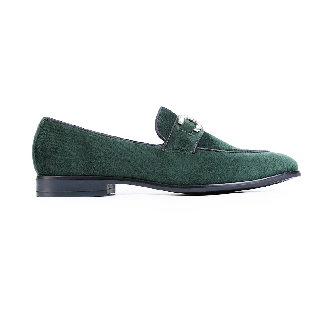 Monkstory Velvet Crystal Bit Loafers β Royal Green - Image 11