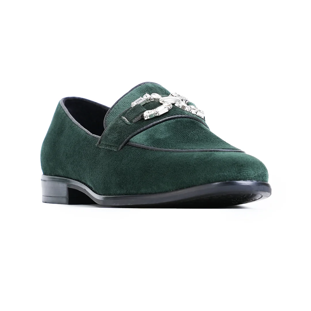 Monkstory Velvet Crystal Bit Loafers β Royal Green - Image 5