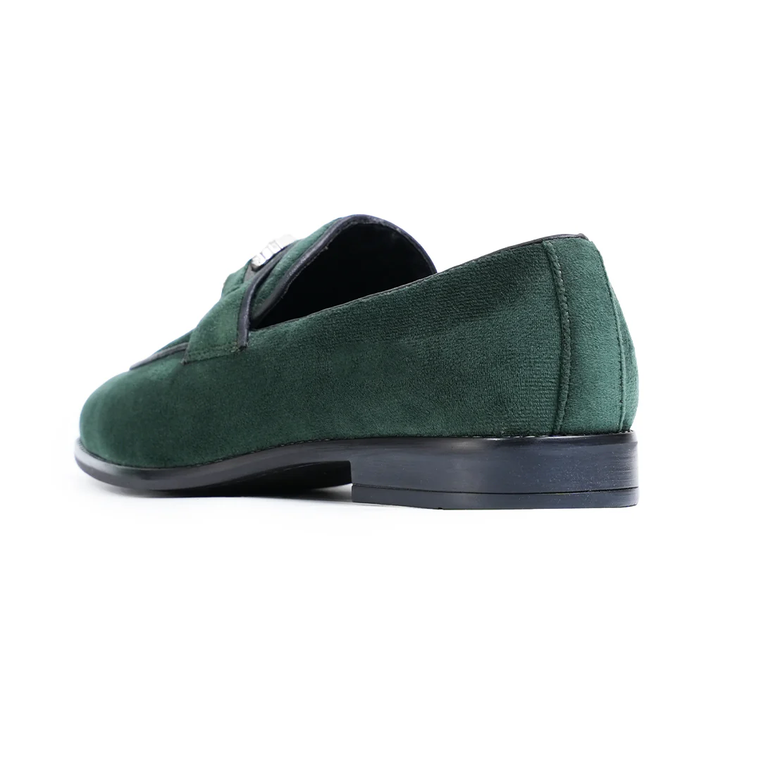 Monkstory Velvet Crystal Bit Loafers β Royal Green - Image 6