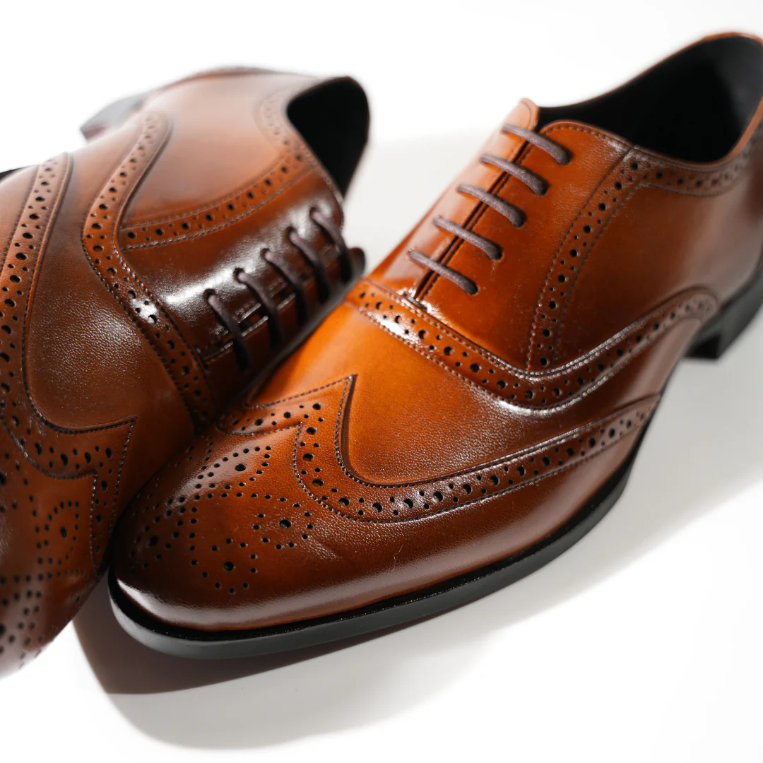 Monkstory Wingtip Oxford Lace-Up Brogues - Rich Tan - Image 3