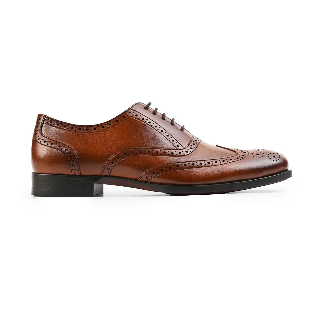 Monkstory Wingtip Oxford Lace-Up Brogues - Rich Tan - Image 5